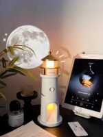 Moon Lamp Projector Night Light,Lighthouse Decor Light Night Light for Kids,Moon Light Galaxy Projector Rechargeable LED Aesthetic Table Lamp Christmas Birthday Gifts for Kids Boys Girl