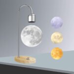Floating Moon Lamp with 3 Color LED Lights, Magnetic Levitating Moon Ball & Wireless Phone Charger Elegant Home Office Decor Ideal Unique Gift with Cool Mesmerizing Night Display
