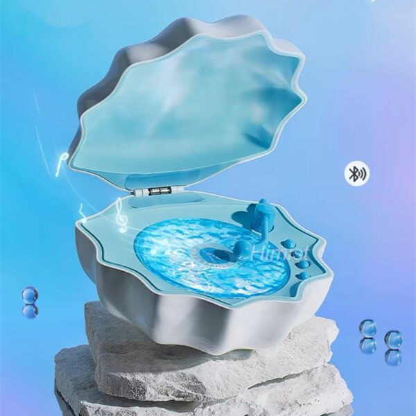Dynamic Water Ripple White Noise Shell Speaker Projector Lamp Vinyl Music Player Colorful Ambient Lamp
