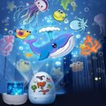 Rotate Projection Mood Night Light with Music Dinosaur Egg 21 Films USB Projector Nightlight for Kids Xmas Gifts