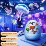 Rotate Projection Mood Night Light with Music Dinosaur Egg 21 Films USB Projector Nightlight for Kids Xmas Gifts