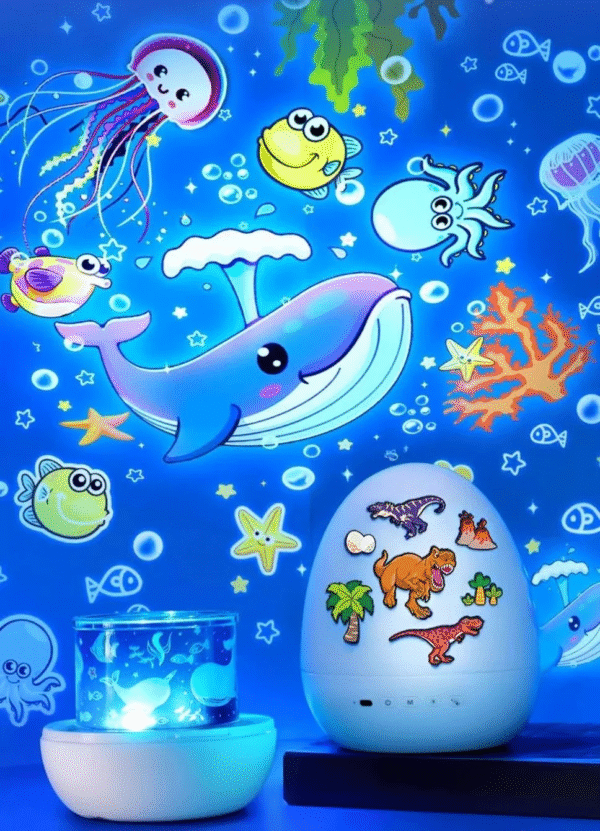 Rotate Projection Mood Night Light with Music Dinosaur Egg 21 Films USB Projector Nightlight for Kids Xmas Gifts