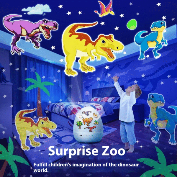 Rotate Projection Mood Night Light with Music Dinosaur Egg 21 Films USB Projector Nightlight for Kids Xmas Gifts