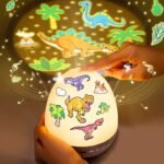 Rotate Projection Mood Night Light with Music Dinosaur Egg 21 Films USB Projector Nightlight for Kids Xmas Gifts