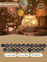 Galaxy Star Projector Mood Light with Bluetooth Speaker, 2025 Upgrade 360° Rotate Night Light, Starry Sky Moon Lamp for Kid Room